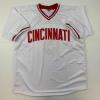 imageFacsimile Autographed Johnny Bench Cincinnati White Reprint Laser Auto Baseball Jersey Size Mens XL