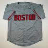 imageFacsimile Autographed Manny Ramirez Boston Grey Reprint Laser Auto Baseball Jersey Size Mens XL