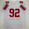 imageFacsimile Autographed Michael Strahan New York White Reprint Laser Auto Football Jersey Size Mens XL