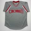 imageFacsimile Autographed Pete Rose Cincinnati Grey Reprint Laser Auto Baseball Jersey Size Mens XL