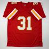 imageFacsimile Autographed Priest Holmes Kansas City Red Reprint Laser Auto Football Jersey Size Mens XL