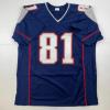 imageFacsimile Autographed Randy Moss New England Blue Reprint Laser Auto Football Jersey Size Mens XL