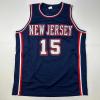 imageFacsimile Autographed Vince Carter New Jersey NJ Blue Reprint Laser Auto Basketball Jersey Size Mens XL