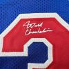 imageFacsimile Autographed Wilt Chamberlain Philadelphia Blue Reprint Laser Auto Basketball Jersey Size Mens XL