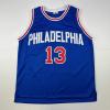 imageFacsimile Autographed Wilt Chamberlain Philadelphia Blue Reprint Laser Auto Basketball Jersey Size Mens XL