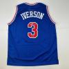 imageFacsimile Autographed Allen Iverson Philadelphia Blue Reprint Laser Auto Basketball Jersey Size Mens XL
