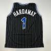 imageFacsimile Autographed Anfernee Penny Hardaway Orlando Black Pinstripe Reprint Laser Auto Basketball Jersey Size Mens XL