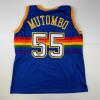 imageFacsimile Autographed Dikembe Mutombo Denver Blue Reprint Laser Auto Basketball Jersey Size Mens XL
