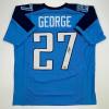 imageFacsimile Autographed Eddie George Tennessee Blue Reprint Laser Auto Football Jersey Size Mens XL