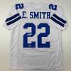 imageFacsimile Autographed Emmitt Smith Dallas White Reprint Laser Auto Football Jersey Size Mens XL