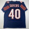 imageFacsimile Autographed Gale Sayers Chicago Blue Reprint Laser Auto Football Jersey Size Mens XL