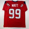 imageFacsimile Autographed JJ JJ Watt Houston Red Reprint Laser Auto Football Jersey Size Mens XL
