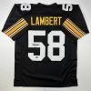 imageFacsimile Autographed Jack Lambert Pittsburgh Black Reprint Laser Auto Football Jersey Size Mens XL