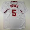 imageFacsimile Autographed Johnny Bench Cincinnati White Reprint Laser Auto Baseball Jersey Size Mens XL