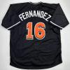 imageFacsimile Autographed Jose Fernandez Miami Black Reprint Laser Auto Baseball Jersey Size Mens XL