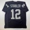 imageFacsimile Autographed Ken Stabler Oakland Las Vegas Black Reprint Laser Auto Football Jersey Size Mens XL