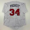 imageFacsimile Autographed Kirby Puckett Minnesota Pinstripe Reprint Laser Auto Baseball Jersey Size Mens XL