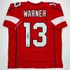 imageFacsimile Autographed Kurt Warner Arizona Red Reprint Laser Auto Football Jersey Size Mens XL
