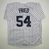 imageFacsimile Autographed Max Fried New York Pinstripe Reprint Laser Auto Baseball Jersey Size Mens XL
