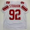 imageFacsimile Autographed Michael Strahan New York White Reprint Laser Auto Football Jersey Size Mens XL