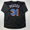 imageFacsimile Autographed Mike Piazza New York Black Reprint Laser Auto Baseball Jersey Size Mens XL