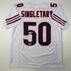 imageFacsimile Autographed Mike Singletary Chicago White Reprint Laser Auto Football Jersey Size Mens XL