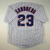 imageFacsimile Autographed Ryne Sandberg Chicago Pinstripe Reprint Laser Auto Baseball Jersey Size Mens XL