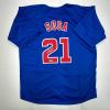imageFacsimile Autographed Sammy Sosa Chicago Blue Reprint Laser Auto Baseball Jersey Size Mens XL
