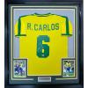 imageFramed AutographedSigned Roberto Carlos Brazil 35x39 Yellow Retro Soccer Jersey Beckett BAS COA