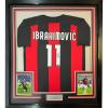 imageFramed Facsimile Autographed Zlatan Ibrahimovic 35x39 AC Milan BlackRed Reprint Laser Auto Soccer Jersey