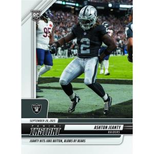 image2025 Panini Instant Ashton Jeanty 111 Jeanty Hits Juke Button Blows By Bears Las Vegas Raiders Rookie RC Football Card