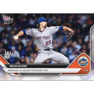 image2025 Topps Now Nolan McLean 771 Career High 11ks Fuels Mets Post Season Push New York Mets Rookie RC Baseball Card