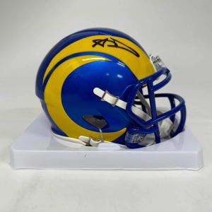 imageAutographedSigned Aaron Donald Los Angeles Rams Speed Mini Football Helmet Beckett COA