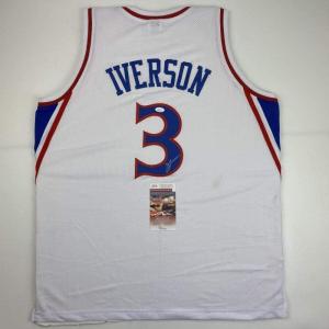 imageAutographedSigned Allen Iverson Philadelphia White Retro Basketball Jersey JSA COA