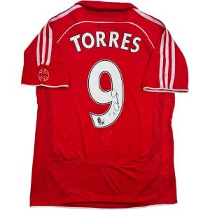 imageAutographedSigned Fernando Torres Liverpool Red Soccer Jersey Beckett BAS COA