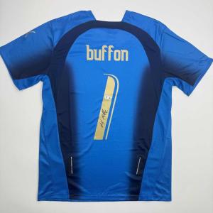 imageAutographedSigned Gianluigi Buffon Italy Blue Soccer Futbol Jersey Beckett BAS COA