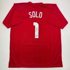 imageAutographedSigned Hope Solo Red Soccer Team USA World Cup Jersey JSA COA