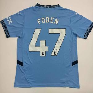 imageAutographedSigned Phil Foden Manchester City Blue Soccer Futbol Jersey Beckett BAS COA 3