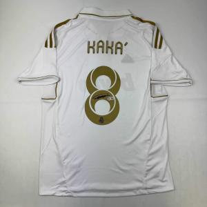 imageAutographedSigned Ricardo Kaka Real Madrid WhiteGold Retro Soccer Futbol Jersey Beckett BAS COA