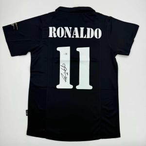 imageAutographedSigned Ronaldo Nazario Real Madrid Black Soccer Jersey Beckett BAS COA