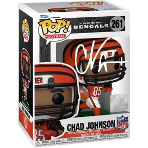 imageChad Johnson Ochocinco 261 Facsimile Signed Reprint Laser Autographed Funko POP Football NFL Cincinnati Bengals Figurine with Protector Case