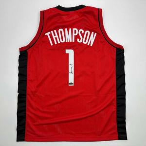 imageFacsimile Autographed Amen Thompson Houston Red Reprint Laser Auto Basketball Jersey Size Mens XL