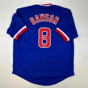 imageFacsimile Autographed Andre Dawson Chicago Blue Reprint Laser Auto Baseball Jersey Size Mens XL