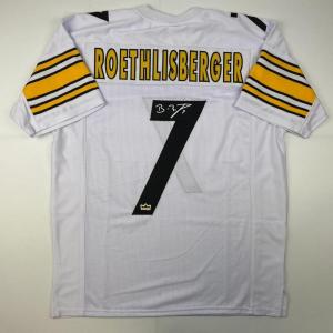 imageFacsimile Autographed Ben Roethlisberger Pittsburgh White Reprint Laser Auto Football Jersey Size Mens XL