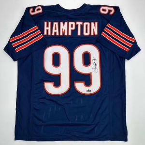 imageFacsimile Autographed Dan Hampton Chicago Blue Reprint Laser Auto Football Jersey Size Mens XL