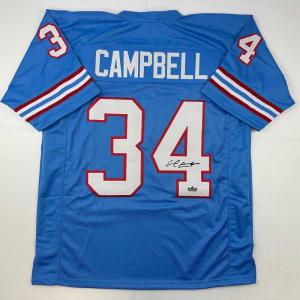 imageFacsimile Autographed Earl Campbell Houston Blue Reprint Laser Auto Football Jersey Size Mens XL