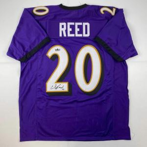 imageFacsimile Autographed Ed Reed Baltimore Purple Reprint Laser Auto Football Jersey Size Mens XL