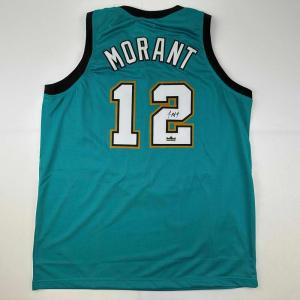 imageFacsimile Autographed Ja Morant Memphis Teal Retro Reprint Laser Auto Basketball Jersey Size Mens XL