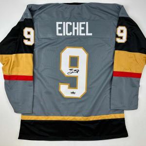 imageFacsimile Autographed Jack Eichel Vegas Grey Reprint Laser Auto Hockey Jersey Size Mens XL