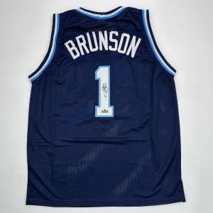 imageFacsimile Autographed Jalen Brunson Villanova Blue Reprint Laser Auto College Basketball Jersey Size Mens XL